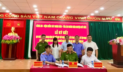 Lễ ký kết Quy chế phối hợp liên ngành Công an – Viện kiểm sát – Tòa án...